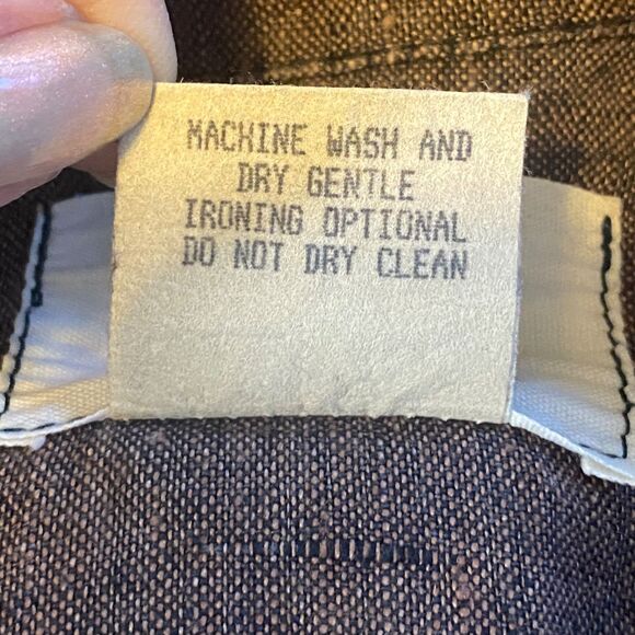 Flax by Angelheart 100% Linen Button Down Shirt – Brown, Size L - Picture 4 of 11